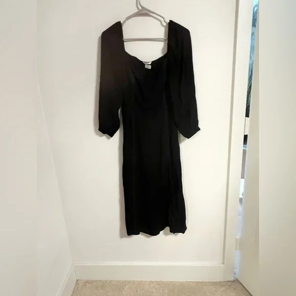 Aritzia Wilfred Le Bohème Troubadour square-neck puff-sleeve dress in black - Picture 4 of 9